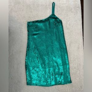 Catherine Malandrino one shoulder all over sequin mini dress